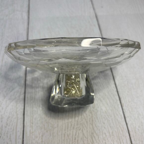 OLEG CASSINI Diamond Cut Footed Crystal Dish Elegant Vintage - Picture 4 of 16